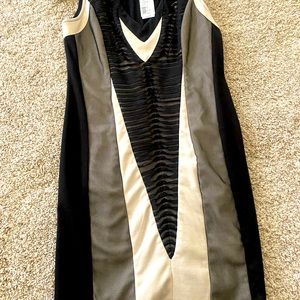 Sexy mini black and beige dress.